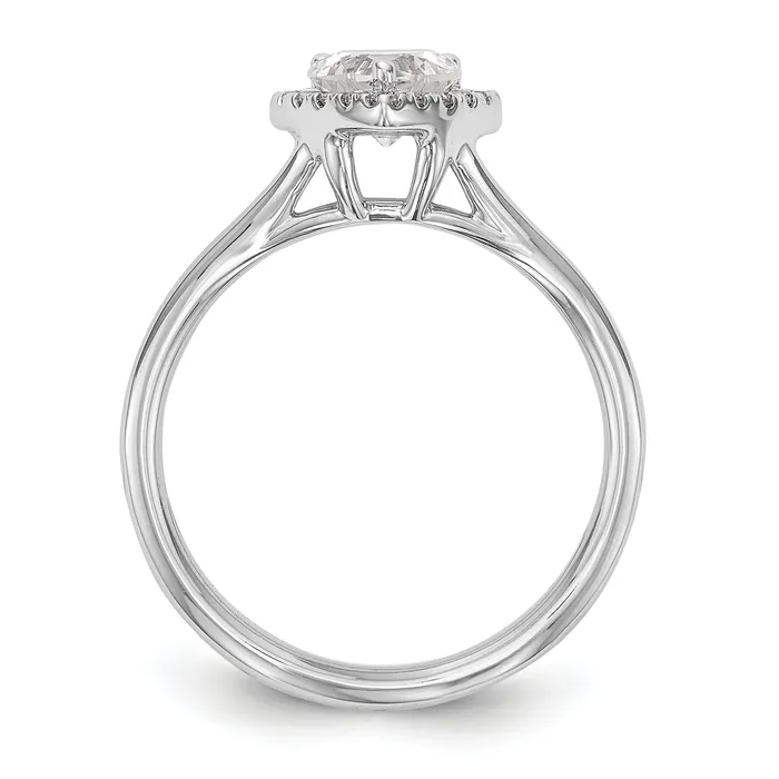 025ct CZ Solid Real 14K White Gold Heart Halo Split Shank Engagement Ring Goldia Rings