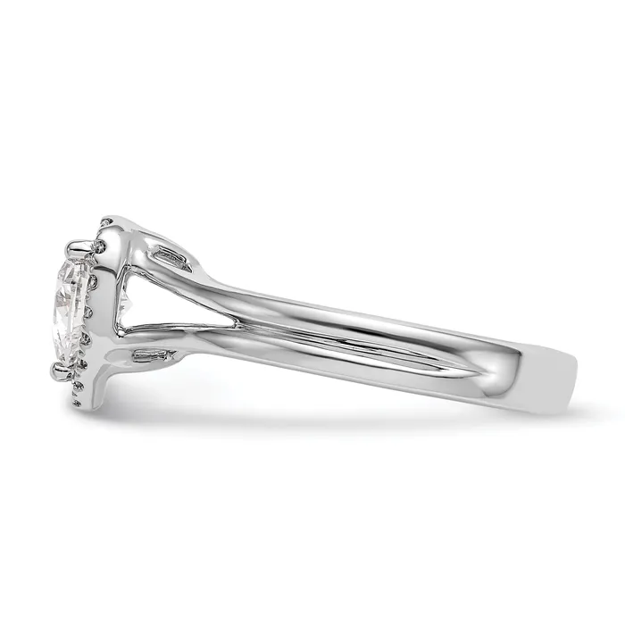 025ct CZ Solid Real 14K White Gold Heart Halo Split Shank Engagement Ring Goldia Rings