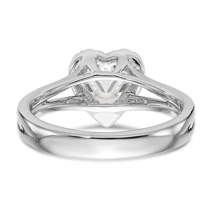 025ct CZ Solid Real 14K White Gold Heart Halo Split Shank Engagement Ring Goldia Rings