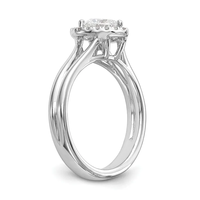 025ct CZ Solid Real 14K White Gold Heart Halo Split Shank Engagement Ring Goldia Rings