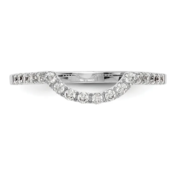 027ct CZ Solid Real 14k White Gold Contour Wedding Wedding Band Ring Goldia Rings