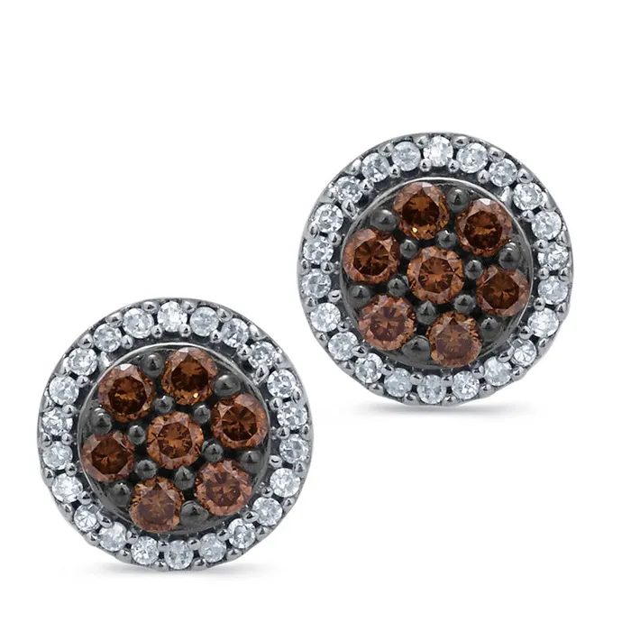 033 CT TW Champagne and White Diamond Composite Stud Earrings in 10K Rose Gold Goldia Earrings