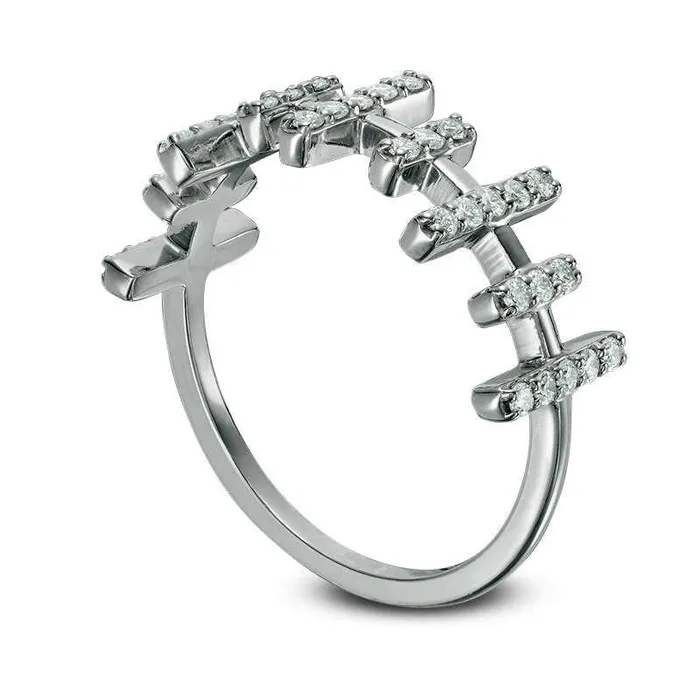 033 CT TW Natural Diamond MultiRow Bar Ring in Sterling Silver Goldia Rings 033 CT TW Natural Diamond MultiRow Bar Ring in Sterling Silver Goldia Rings