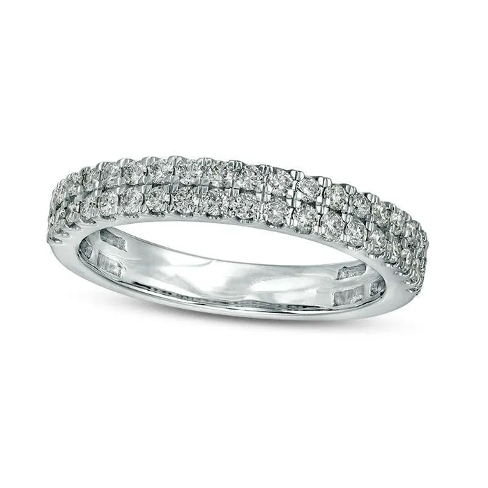 050 CT TW Certified Natural Diamond Double Row Anniversary Band in Solid 10K White Gold II1 Goldia Rings 050 CT TW Certified Natural Diamond Double Row Anniversary Band in Solid 10K White Gold II1 Goldia Rings