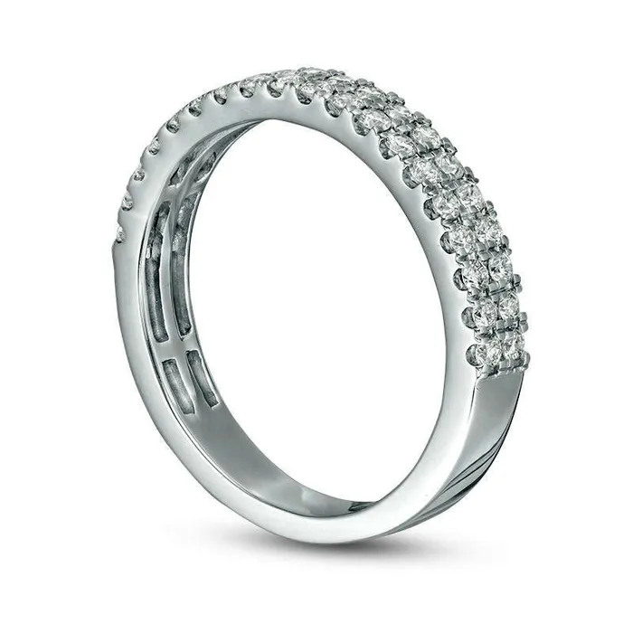 050 CT TW Certified Natural Diamond Double Row Anniversary Band in Solid 10K White Gold II1 Goldia Rings 050 CT TW Certified Natural Diamond Double Row Anniversary Band in Solid 10K White Gold II1 Goldia Rings