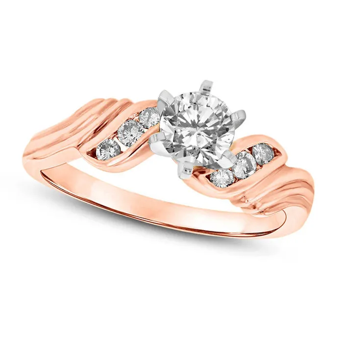 050 CT TW Natural Diamond Collar Engagement Ring in Solid 14K Rose Gold ISI2 Goldia Rings 050 CT TW Natural Diamond Collar Engagement Ring in Solid 14K Rose Gold ISI2 Goldia Rings