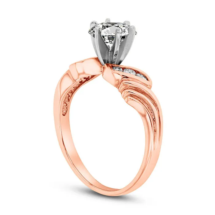 050 CT TW Natural Diamond Collar Engagement Ring in Solid 14K Rose Gold ISI2 Goldia Rings 050 CT TW Natural Diamond Collar Engagement Ring in Solid 14K Rose Gold ISI2 Goldia Rings