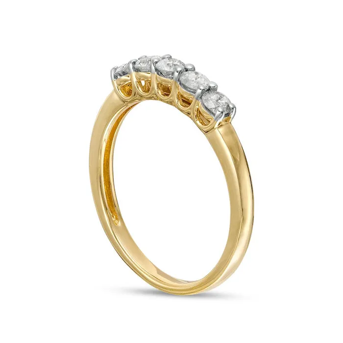 050 CT TW Natural Diamond Five Stone Anniversary Band in Solid 10K Yellow Gold Goldia Rings 050 CT TW Natural Diamond Five Stone Anniversary Band in Solid 10K Yellow Gold Goldia Rings