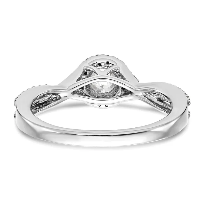 050ct CZ Solid Real 14K White Gold Round Halo Engagement Ring Goldia Rings