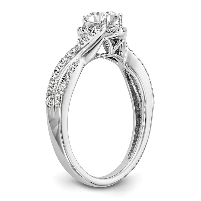 050ct CZ Solid Real 14K White Gold Round Halo Engagement Ring Goldia Rings