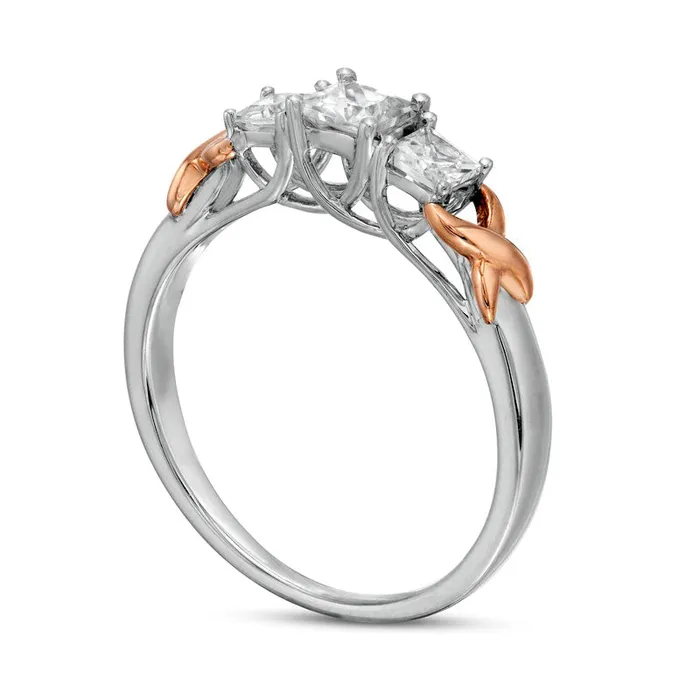 063 CT TW PrincessCut Natural Diamond Three Stone X Shank Ring in Solid 10K TwoTone Gold Goldia Rings 063 CT TW PrincessCut Natural Diamond Three Stone X Shank Ring in Solid 10K TwoTone Gold Goldia Rings
