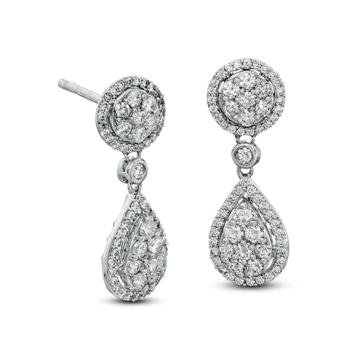 075 CT TW Composite Diamond Halo Frame Teardrop Earrings in 14K White Gold Goldia Earrings 075 CT TW Composite Diamond Halo Frame Teardrop Earrings in 14K White Gold Goldia Earrings