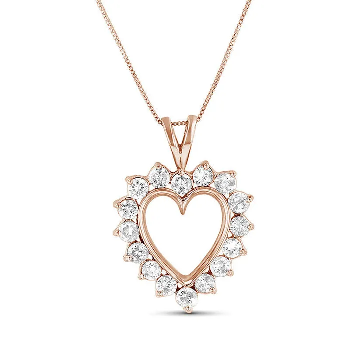 075 CT TW Natural Diamond Sunburst Heart Outline Pendant in 14K Rose Gold Goldia Necklaces 075 CT TW Natural Diamond Sunburst Heart Outline Pendant in 14K Rose Gold Goldia Necklaces