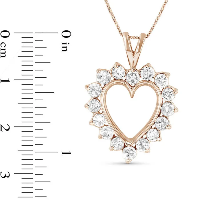 075 CT TW Natural Diamond Sunburst Heart Outline Pendant in 14K Rose Gold Goldia Necklaces 075 CT TW Natural Diamond Sunburst Heart Outline Pendant in 14K Rose Gold Goldia Necklaces