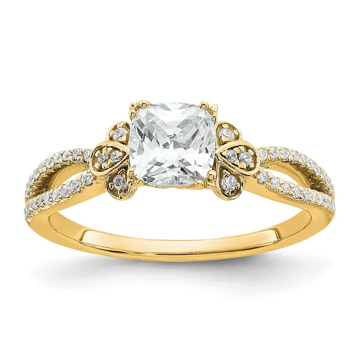 075ct CZ Solid Real 14k Polish 34ct Cushion Split Shank Engage Dia Ring Goldia Rings 075ct CZ Solid Real 14k Polish 34ct Cushion Split Shank Engage Dia Ring Goldia Rings