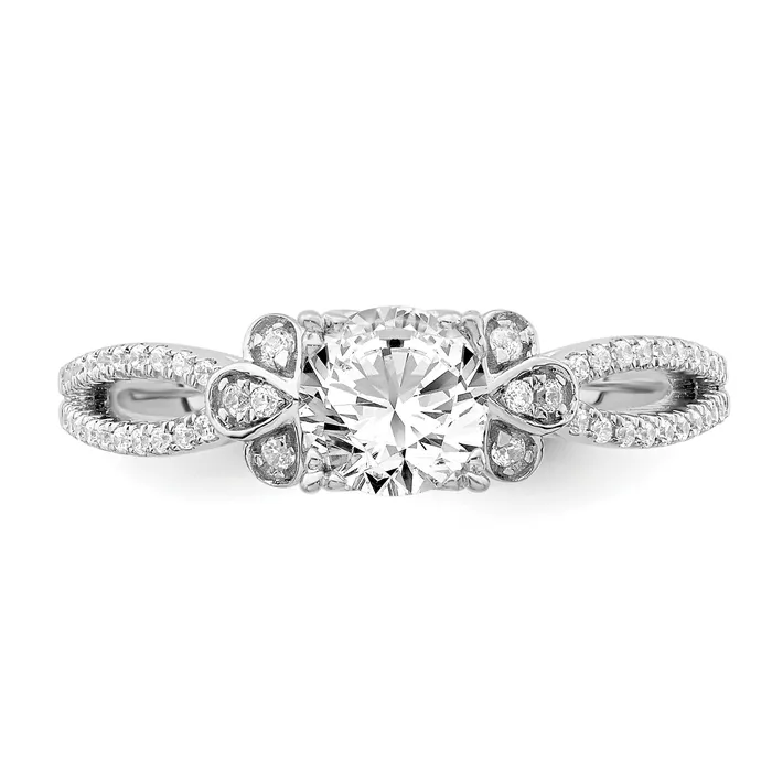 075ct CZ Solid Real 14k Polish 34ct Cushion Split Shank Engage Dia Ring Goldia Rings