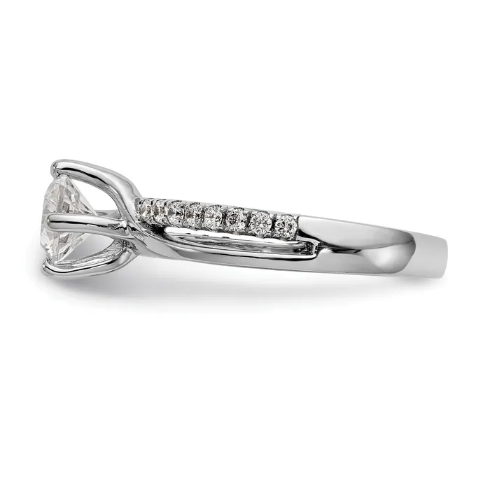 075ct CZ Solid Real 14k White Gold Round ByPass Engagement Ring Goldia Rings