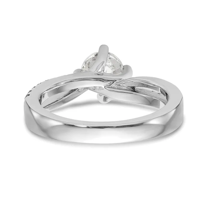 075ct CZ Solid Real 14k White Gold Round ByPass Engagement Ring Goldia Rings