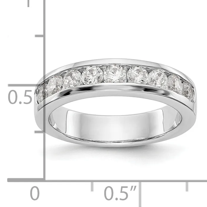 084ct CZ Solid Real 14K White Gold 9Stone Channel Wedding Band Ring Goldia Rings