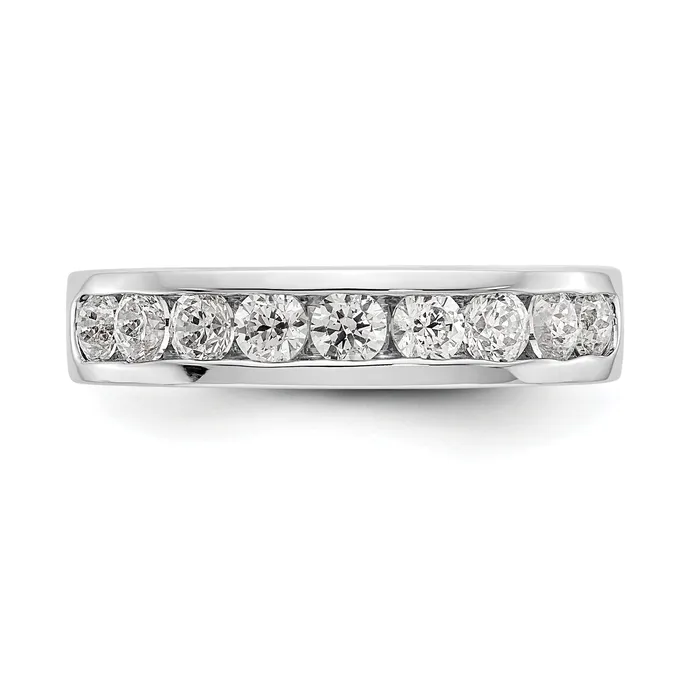 084ct CZ Solid Real 14K White Gold 9Stone Channel Wedding Band Ring Goldia Rings