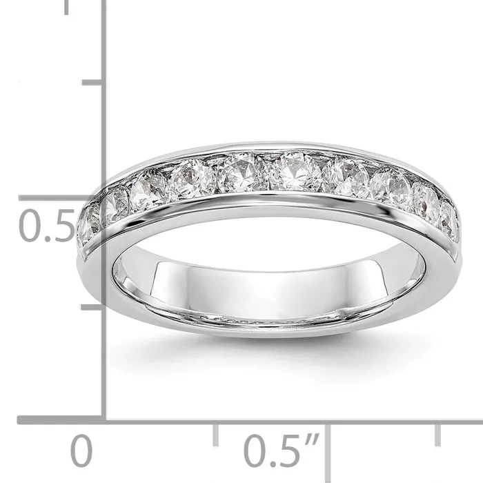 093ct CZ Solid Real 14K White Gold 10Stone Channel Wedding Band Ring Goldia Rings