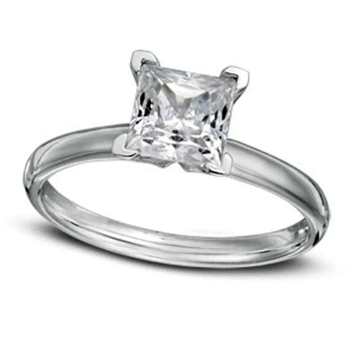 10 CT PrincessCut Natural Clarity Enhanced Diamond Solitaire Engagement Ring in Solid 14K White Gold ISI2 Goldia Rings 10 CT PrincessCut Natural Clarity Enhanced Diamond Solitaire Engagement Ring in Solid 14K White Gold ISI2 Goldia Rings