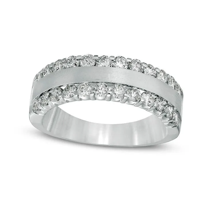 10 CT TW Natural Diamond Satin Center Anniversary Band in Solid 14K White Gold Goldia Rings 10 CT TW Natural Diamond Satin Center Anniversary Band in Solid 14K White Gold Goldia Rings