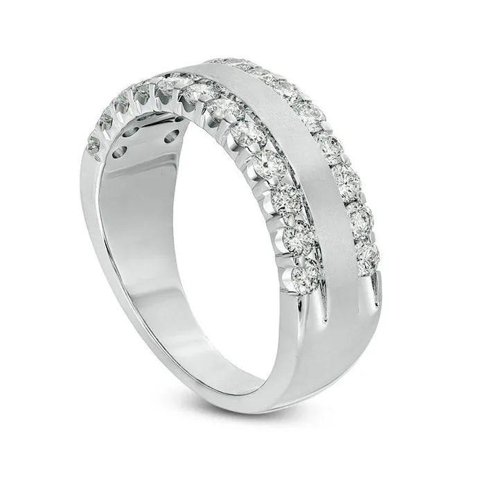 10 CT TW Natural Diamond Satin Center Anniversary Band in Solid 14K White Gold Goldia Rings 10 CT TW Natural Diamond Satin Center Anniversary Band in Solid 14K White Gold Goldia Rings
