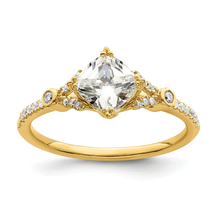 100ct CZ Solid Real 14k Polish 1ct Cushion Engagement Dia Ring Goldia Rings 100ct CZ Solid Real 14k Polish 1ct Cushion Engagement Dia Ring Goldia Rings
