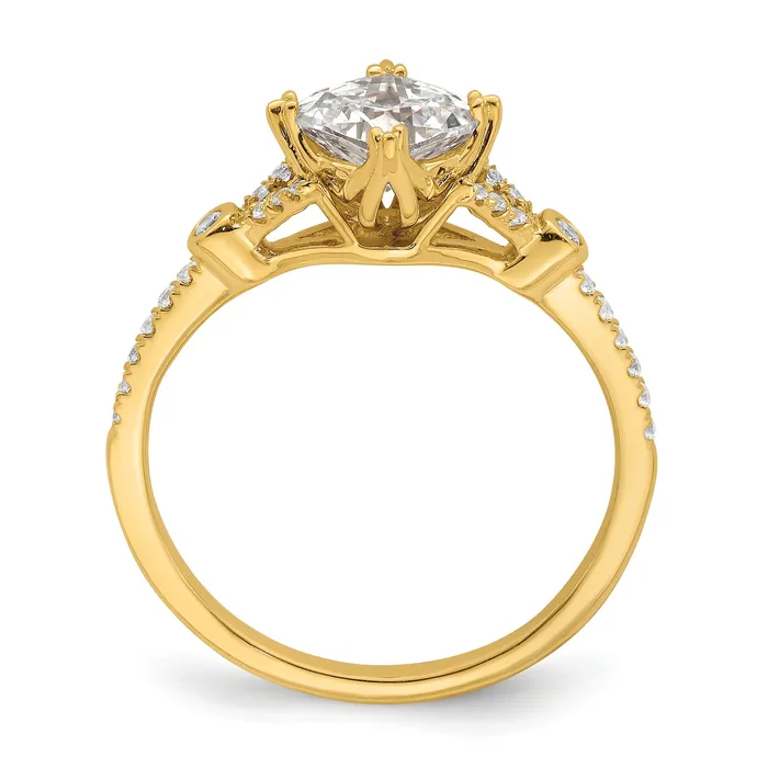 100ct CZ Solid Real 14k Polish 1ct Cushion Engagement Dia Ring Goldia Rings