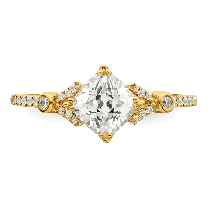 100ct CZ Solid Real 14k Polish 1ct Cushion Engagement Dia Ring Goldia Rings