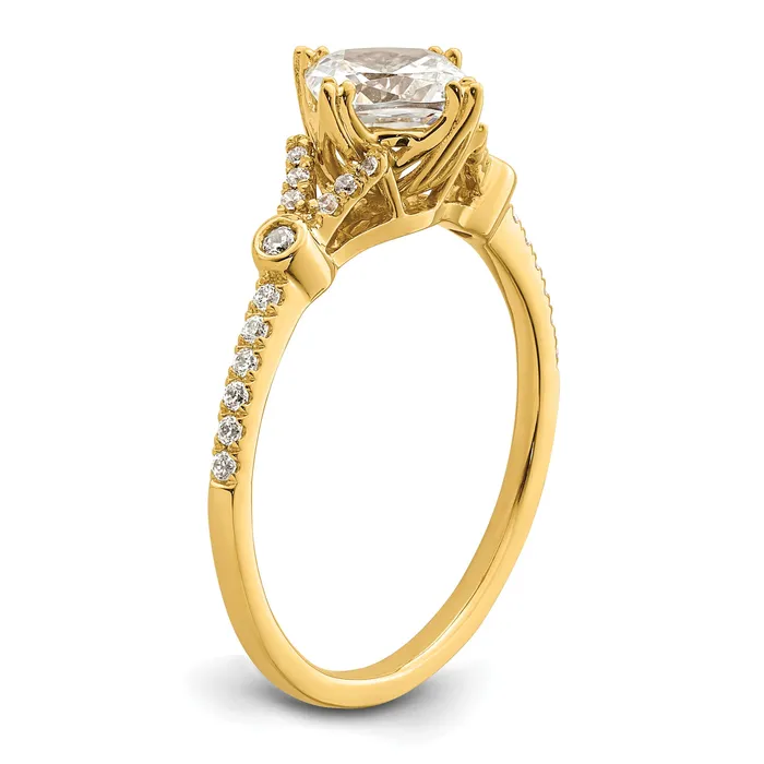 100ct CZ Solid Real 14k Polish 1ct Cushion Engagement Dia Ring Goldia Rings