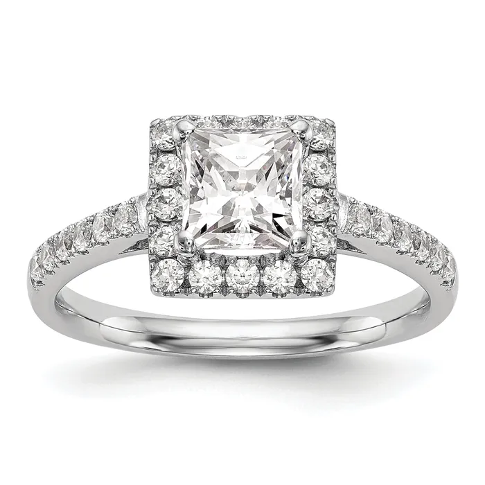 100ct CZ Solid Real 14K White Gold Princess Square Halo Engagement Ring Goldia Rings 100ct CZ Solid Real 14K White Gold Princess Square Halo Engagement Ring Goldia Rings