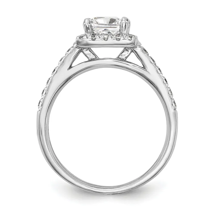 100ct CZ Solid Real 14K White Gold Princess Square Halo Engagement Ring Goldia Rings