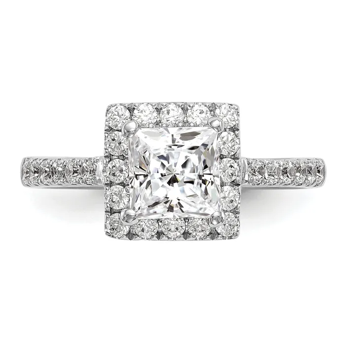 100ct CZ Solid Real 14K White Gold Princess Square Halo Engagement Ring Goldia Rings