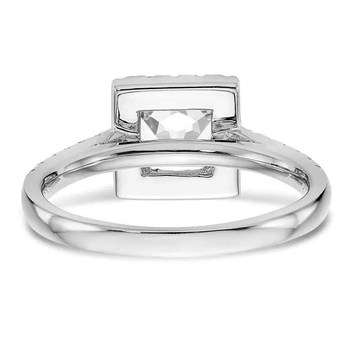 100ct CZ Solid Real 14K White Gold Princess Square Halo Engagement Ring Goldia Rings