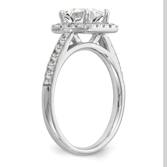 100ct CZ Solid Real 14K White Gold Princess Square Halo Engagement Ring Goldia Rings