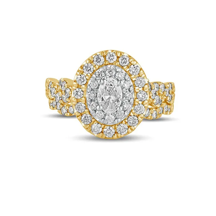 15 CT TW Oval Natural Diamond Double Frame MultiRow Bridal Engagement Ring Set in Solid 10K Yellow Gold Goldia Rings 15 CT TW Oval Natural Diamond Double Frame MultiRow Bridal Engagement Ring Set in Solid 10K Yellow Gold Goldia Rings