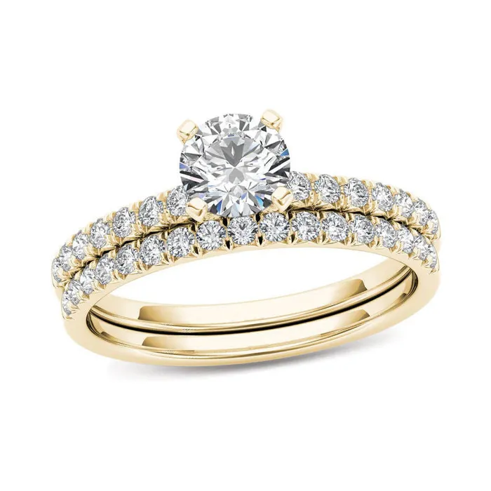 1 CT TW Diamond Bridal Engagement Ring Set in 14K Gold Goldiacom Rings 1 CT TW Diamond Bridal Engagement Ring Set in 14K Gold Goldiacom Rings