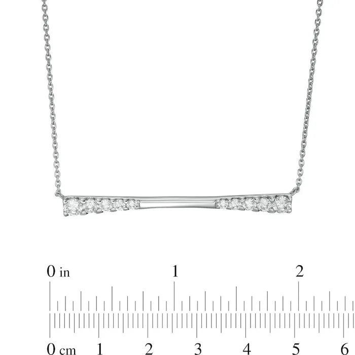 1 CT TW Journey Natural Diamond Sideways Bar Necklace in 10K White Gold Goldia Necklaces 1 CT TW Journey Natural Diamond Sideways Bar Necklace in 10K White Gold Goldia Necklaces