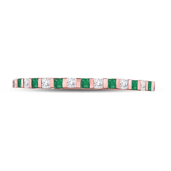 10k Rose Gold Princess Emerald Diamond Alternating Stackable Band Ring 13 Cttw gndatlanta Rings 10k Rose Gold Princess Emerald Diamond Alternating Stackable Band Ring 13 Cttw gndatlanta Rings