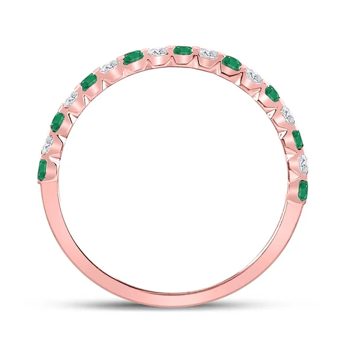 10k Rose Gold Princess Emerald Diamond Alternating Stackable Band Ring 13 Cttw gndatlanta Rings