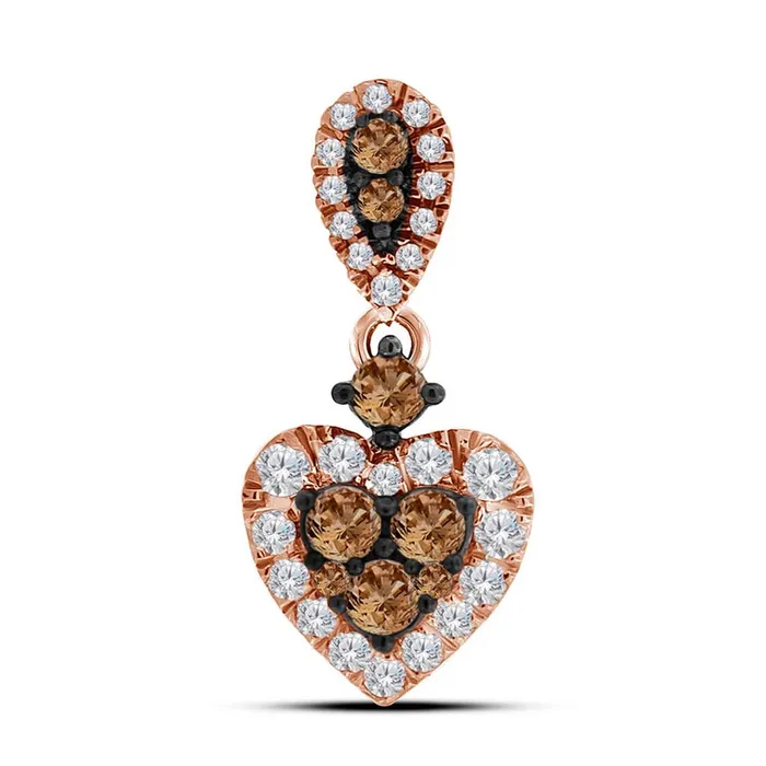 10k Rose Gold Round Brown Diamond Heart Pendant 12 Cttw gndatlanta Necklaces 10k Rose Gold Round Brown Diamond Heart Pendant 12 Cttw gndatlanta Necklaces