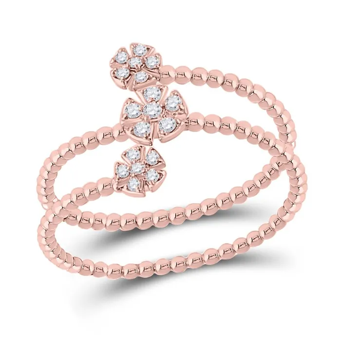 10k Rose Gold Round Diamond Fashion Flower Cluster Ring 18 Ctw gndatlanta Rings 10k Rose Gold Round Diamond Fashion Flower Cluster Ring 18 Ctw gndatlanta Rings