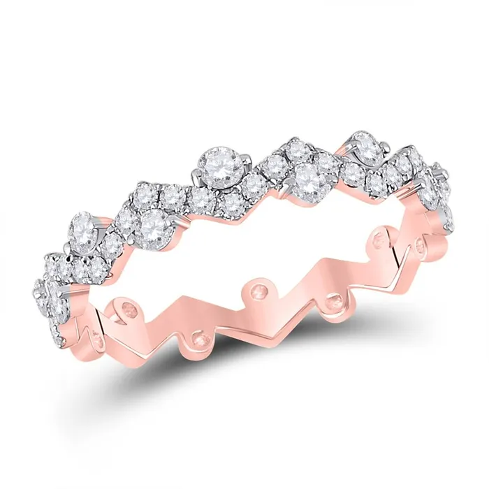 10k Rose Gold Round Diamond ZigZag Stackable Band Ring 12 Ctw gndatlanta Rings 10k Rose Gold Round Diamond ZigZag Stackable Band Ring 12 Ctw gndatlanta Rings
