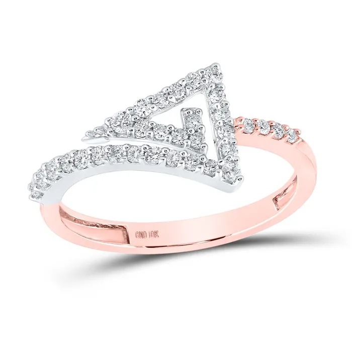 10k Twotone Gold Round Diamond Triangle Ring 13 Cttw gndatlanta Rings