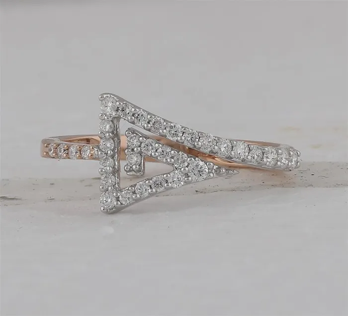 10k Twotone Gold Round Diamond Triangle Ring 13 Cttw gndatlanta Rings