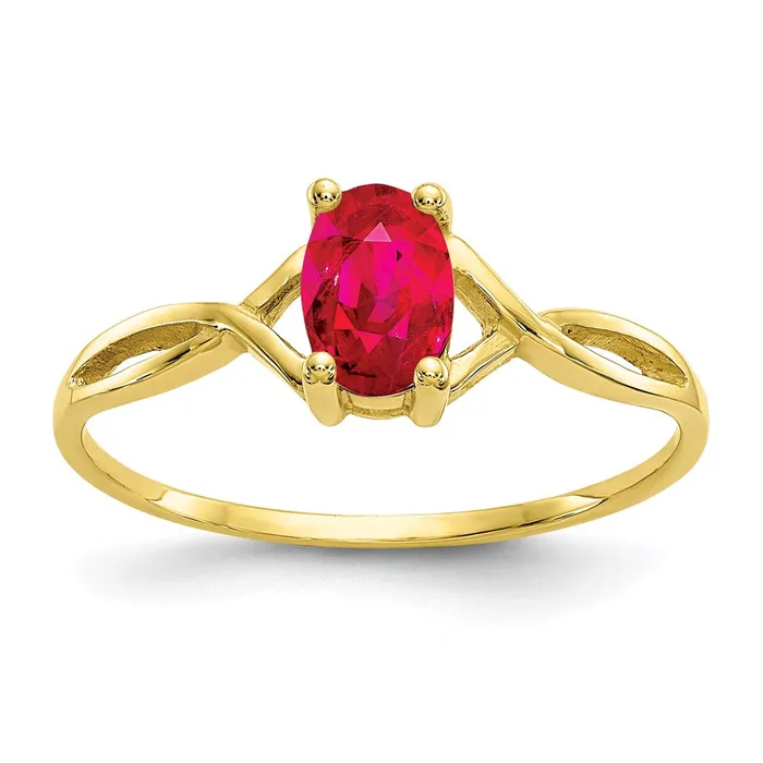 10K Yellow Gold Polished Geniune Ruby Birthstone Ring Goldia Rings