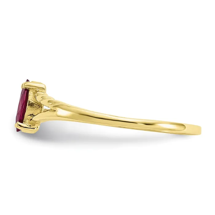 10K Yellow Gold Polished Geniune Ruby Birthstone Ring Goldia Rings