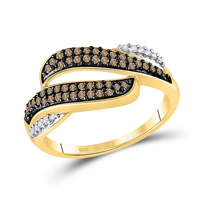 10k Yellow Gold Round Brown Diamond Band Ring 13 Cttw gndatlanta Rings